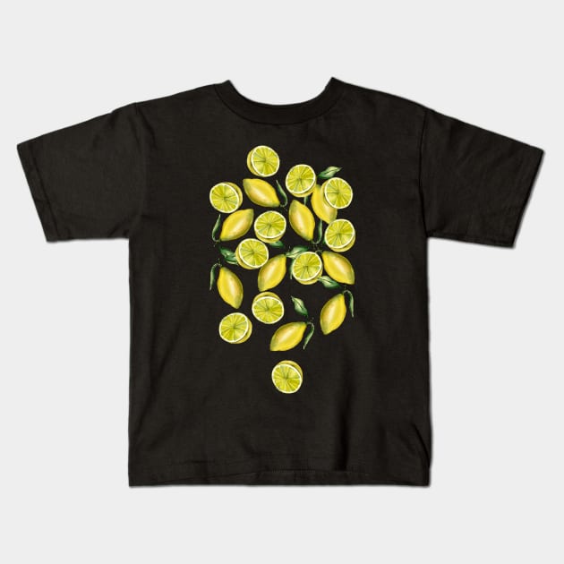 Lemons Kids T-Shirt by JuliaBadeeva